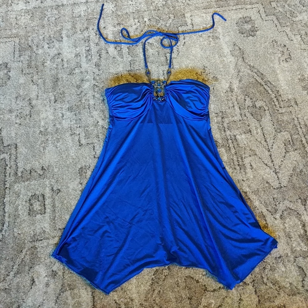 Blue Cache halter dress